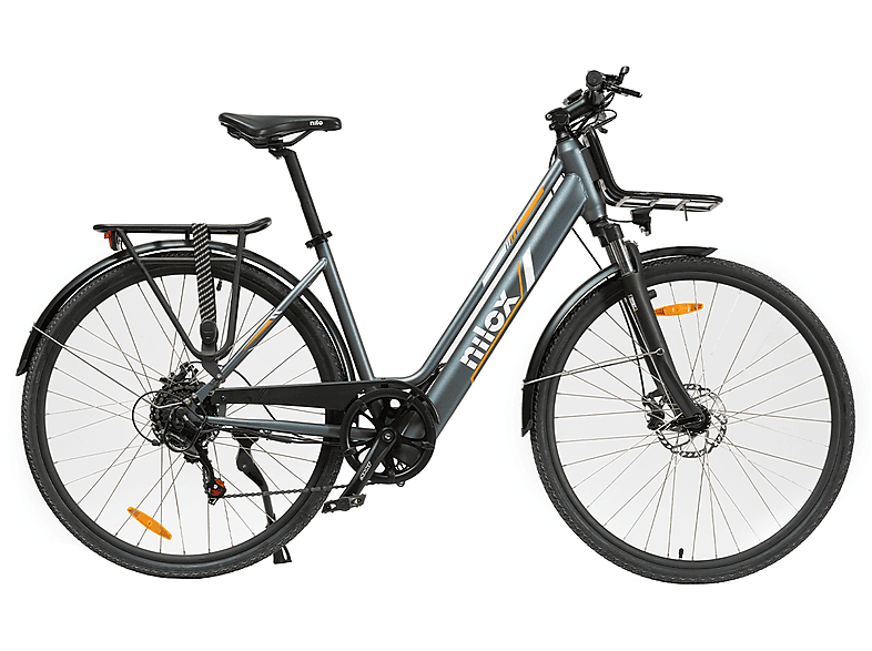 Bicicletta Elettrica Citibike NILOX C1 Cargo Light grigio, ruote da 27,5",velocità max 25 Km/h, motore 250W, autonomia fino a 55Km, batteria 10000mAh