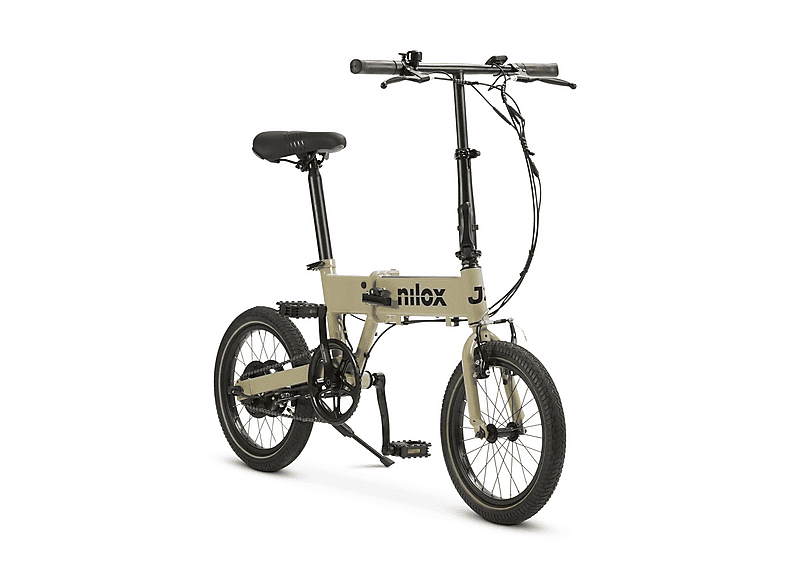 Bicicletta Elettrica Citibike Pieghevole NILOX J2 sabbia, ruote da 16",velocità max 25 Km/h, motore 250W, autonomia fino a 30Km, batteria 6000mAh