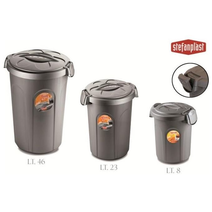 Bidoncino (8Lt) coperchio a clip SPEEDY Silver 70250