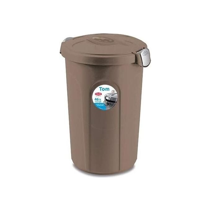 Bidone (46Lt) con coperchio a Clip TOM Tortora 70526