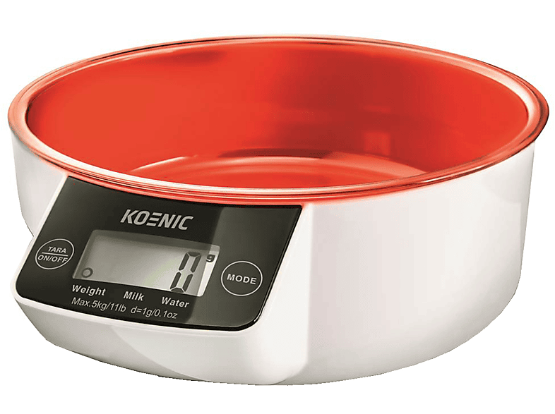 Bilancia da cucina elettronica KOENIC KKS 3220, display LCD e ciotola rimovibile 1l, pesa fino a 5kg