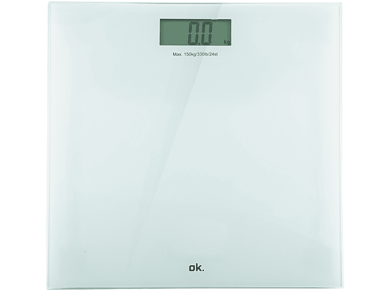 Bilancia Pesapersone OK OPS 15122, Capacità Max 150 Kg, Piattaforma in vetro, Spegnimento automatico