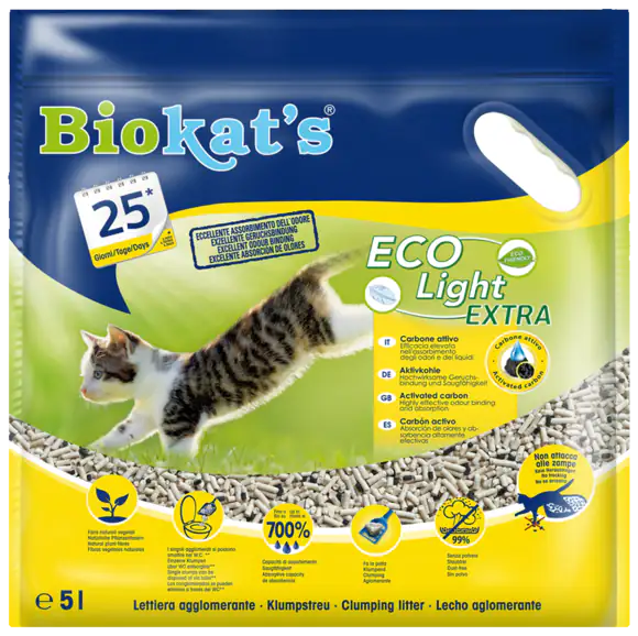 Biokat's EcoLight Extra - Lettiera 5 lt (2,9 kg) - Lettiera vegetale - 1° ORDINE? scegli tra BZR5 - BZR20 + 200 pt fedeltà