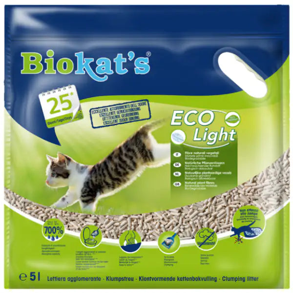 Biokat's EcoLight - Lettiera 5 lt (2,9 kg) - Lettiera vegetale - 1° ORDINE? scegli tra BZR5 - BZR20 + 200 pt fedeltà
