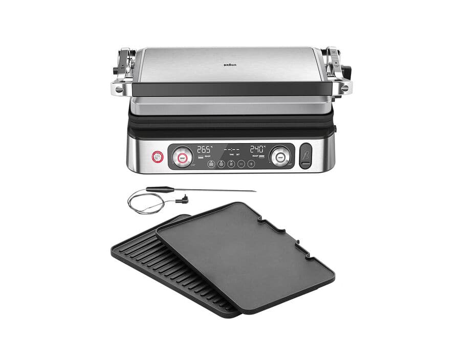 BISTECCHIERA BRAUN Multigrill 9 Pro CG9160, Elettrico, Potenza 2200 W, Griglia da 37 x 46 cm, Alluminio pressofuso, Silver