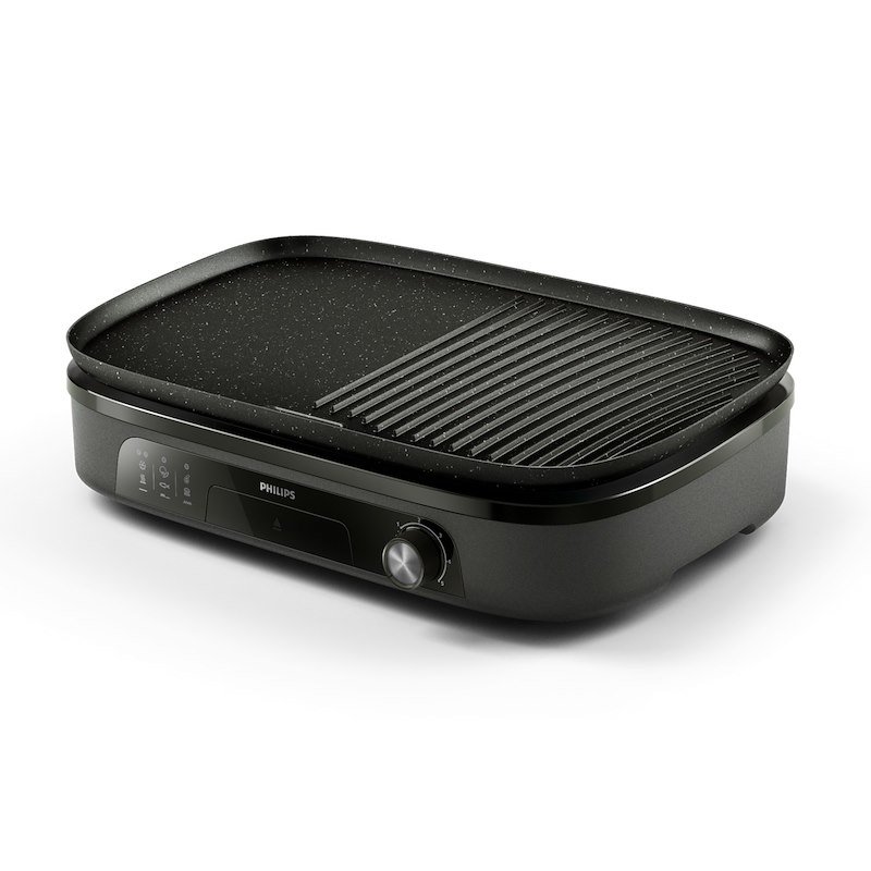 BISTECCHIERA PHILIPS Serie 3000 HD6210/90, Potenza 2400 W, altezza regolabile, Contenitore olio antiaderente, Piastre asportabili, Compatibile per lavastoviglie, Nero