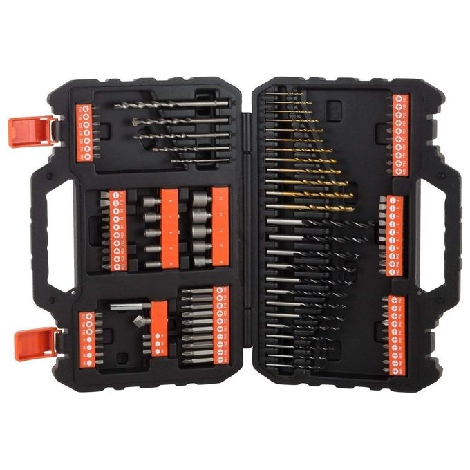 Black+decker A7200-XJ Set Accessori Punte per Forare e Avvitare 109 Pezzi Titanium Metallo Legno Muratura con Valigetta