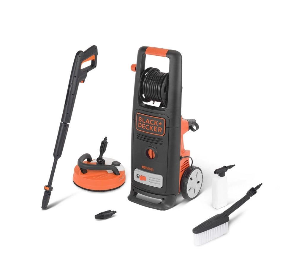 Black+Decker Idropulitrice BXPW2000PE ad Alta Pressione, per Auto ed Esterni Casa, con Lavapavimenti Deluxe e Spazzola Fissa (2000 W, 140 bar, 440l/h)