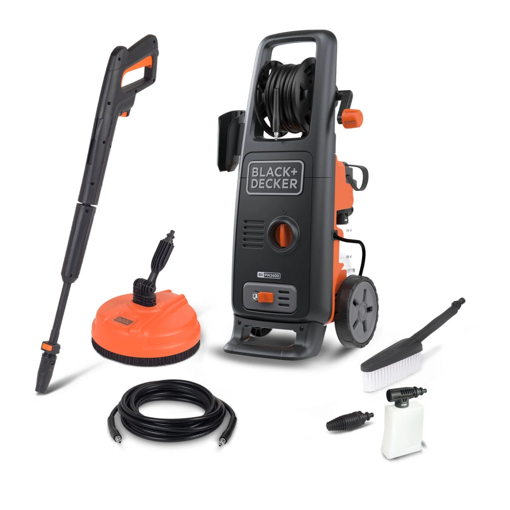 Black+Decker Idropulitrice BXPW2400P ad Alta Pressione, per Auto ed Esterni Casa, con Lavapavimenti e Spazzola Fissa (2400 W, 170 bar, 500 l/h) Modello 2026