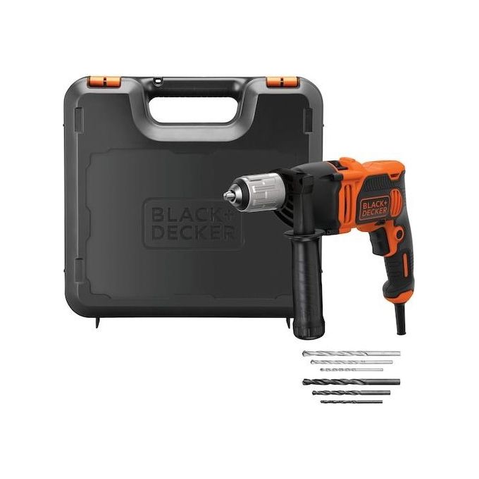 Black+Decker Trapano Percussione 2 Velocita' Meccaniche 850W Mandrino Autoserrante con Valigetta e Accessori
