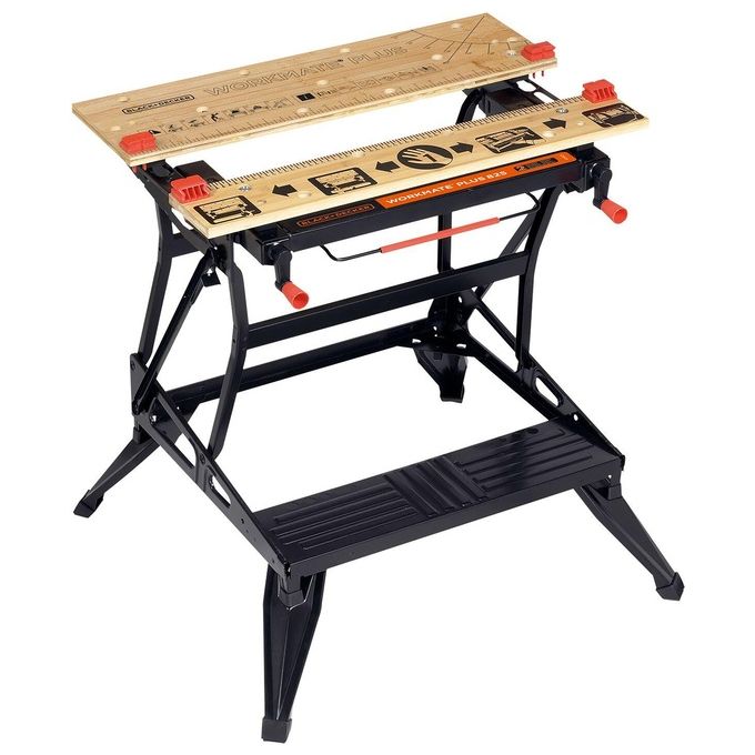 Black+Decker WM825-XJ Banco da Lavoro Pieghevole Regolabile in Altezza 250 Kg 15 Kg colore Nero