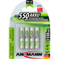 Blister 4 X Accu, AAA, 550 mAh AAA / HR03 Nichel-Metallo Idruro (NiMH), Batteria