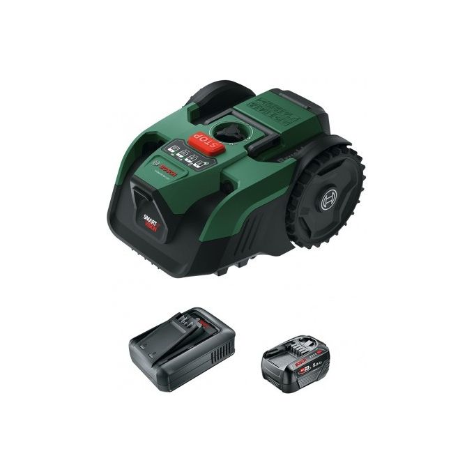 Bosch 06008E1100 VISIMOW 18V-200 Set Tosaerba Robotizzato per Giardini fino a 200 m² Batteria 18V 5,0Ah SmartVision colore Nero Bosch 06008E1100 VISIMOW 18V-200 Set Tosaerba Robotizzato per Giardini fino a 200 m² Batteria 18V 5,0Ah SmartVision colore Nero