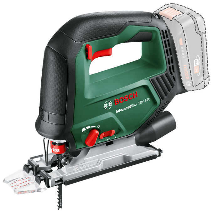 Bosch 0603013000 AdvancedSaw 18V-140 Seghetto elettrico 18 V 3000 spm 14 cm legno 1 cm acciaio colore Nero Verde