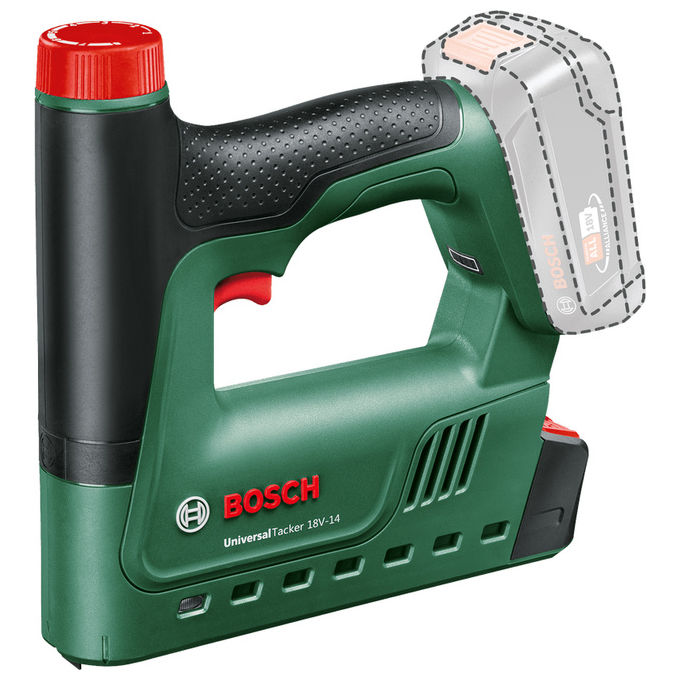 Bosch 06032A7000 UniversalTacker 18V-14 Pinzatrice elettrica a batteria 18 V con forza regolabile e imbastitura colore Verde Bosch 06032A7000 UniversalTacker 18V-14 Pinzatrice elettrica a batteria 18 V con forza regolabile e imbastitura colore Verde