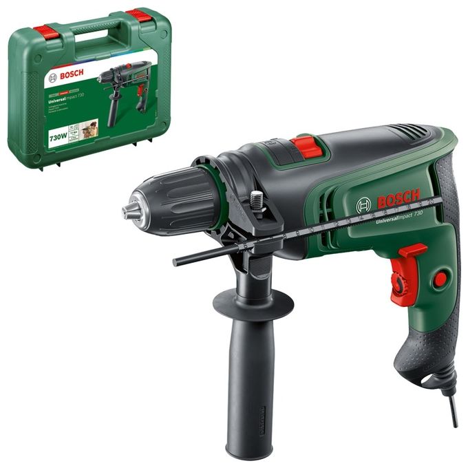 BOSCH 0603313400 UniversalImpact 730 Trapano a percussione 730 W 3200 giri-min 14 mm muratura 30 mm legno colore Nero Verde BOSCH 0603313400 UniversalImpact 730 Trapano a percussione 730 W 3200 giri-min 14 mm muratura 30 mm legno colore Nero Verde