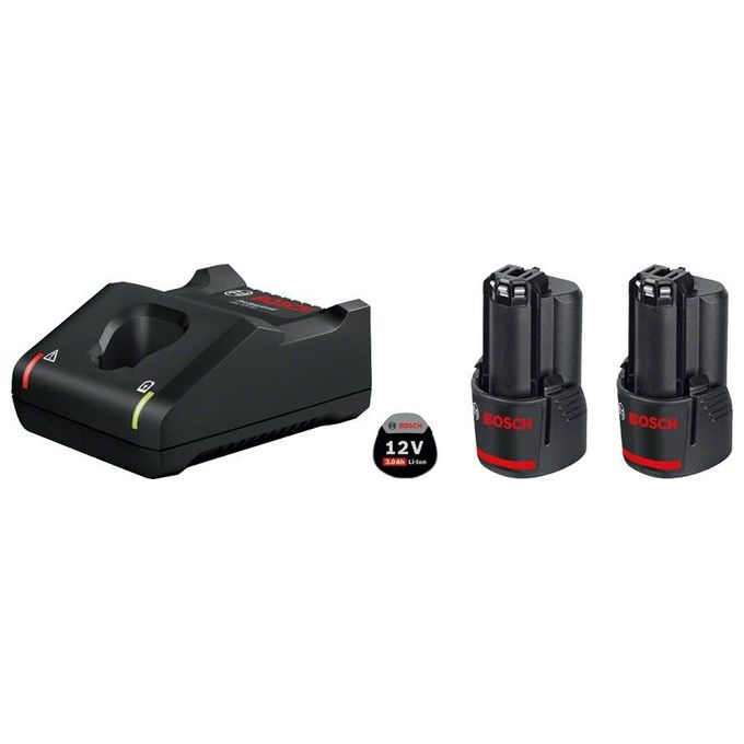 Bosch 1 600 A01 9RD Set batteria e caricabatterie 2x 12V 3,0 Ah Li-Ion GAL12V-40 colore Nero