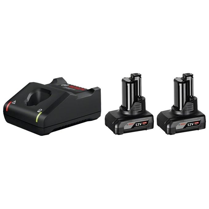 Bosch 1 600 A01 B20 Set batteria e caricabatterie 2 batterie 12 V 6 Ah Ioni di Litio colore Nero