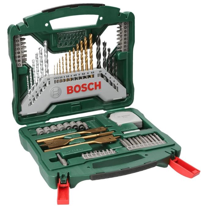 Bosch 2607019329 X-Line Set Punte e Bit Avvitamento Titanio 70 pezzi Legno Metallo Muratura