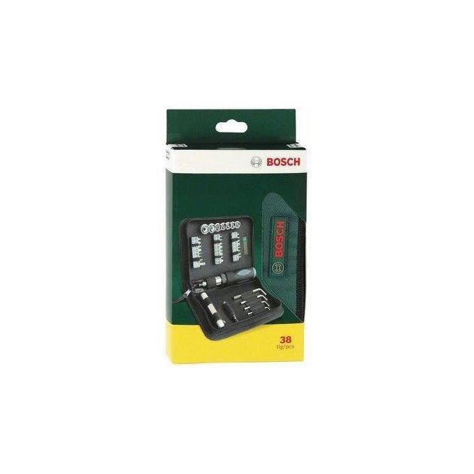 Bosch 2607019506 Set di Avvitamento 38 Pezzi con Cricchetto Reversibile Portainserti Magnetico e Mini Lampada colore Nero