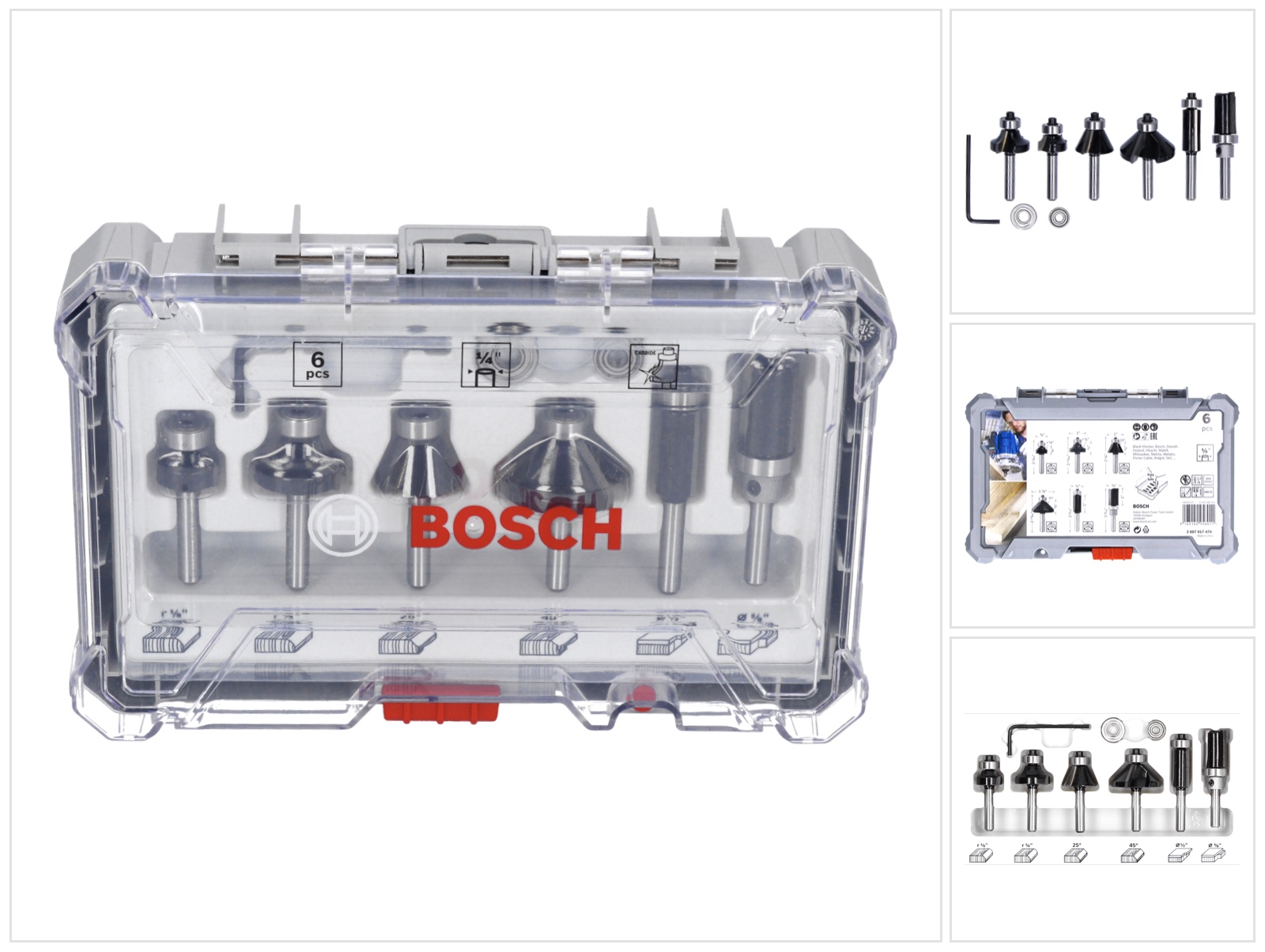 Bosch - Accessories 2607017470 Set Di Frese Per Bordi, 1/4 Pollici Bosch - Accessories 2607017470 Set Di Frese Per Bordi, 1/4 Pollici