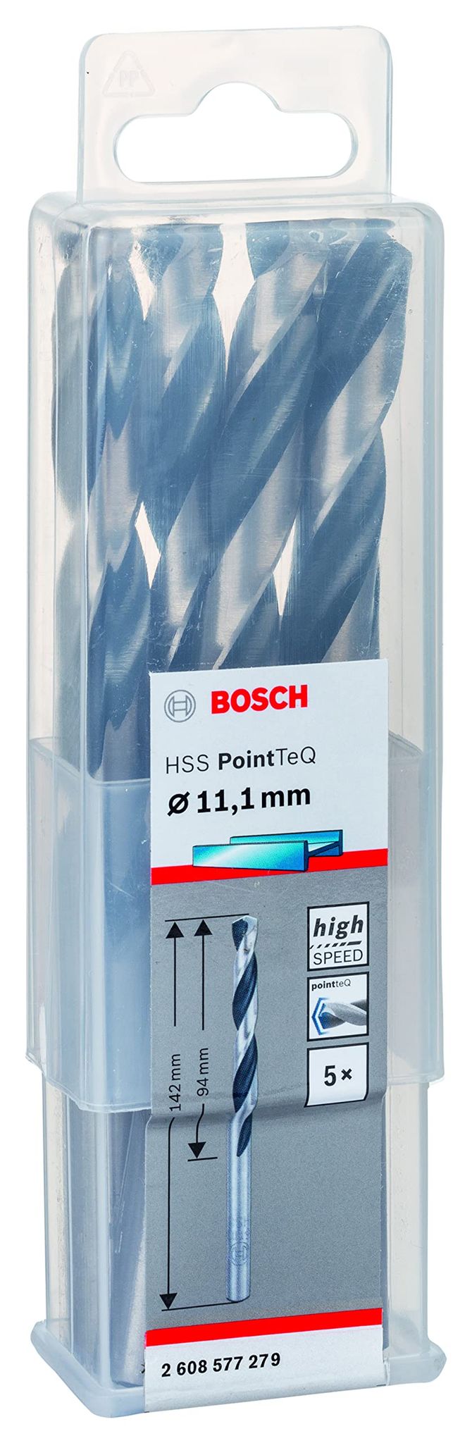 Bosch - Accessories 2608577279 Hss Pointteq (11,1 X 94 X 142 Mm) - Set Da 5 Pezzi Di Punte Elicoidali Per Trapano Per Metallo, Acciaio, Fusione O Plastica, Grigio (argento), Ø 11.1 Mm Bosch - Accessories 2608577279 Hss Pointteq (11,1 X 94 X 142 Mm) - Set Da 5 Pezzi Di Punte Elicoidali Per Trapano Per Metallo, Acciaio, Fusione O Plastica, Grigio (argento), Ø 11.1 Mm