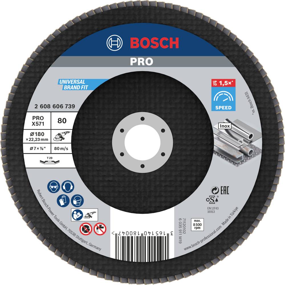 Bosch - Accessories 2608606739 X571 Disco Con Falde Diametro 180 Mm Ø Foro 22.33 Mm Acciaio 1 Pz. Bosch - Accessories 2608606739 X571 Disco Con Falde Diametro 180 Mm Ø Foro 22.33 Mm Acciaio 1 Pz.