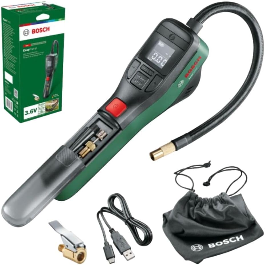 Bosch Easypump Mini Compressore Portatile A Batteria Con Adattatore A Sgancio Rapido
