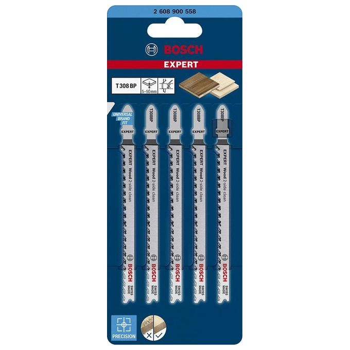 Bosch EXPERT Lame per Seghetto T308BP 5Stk Wood 2-Side Clean