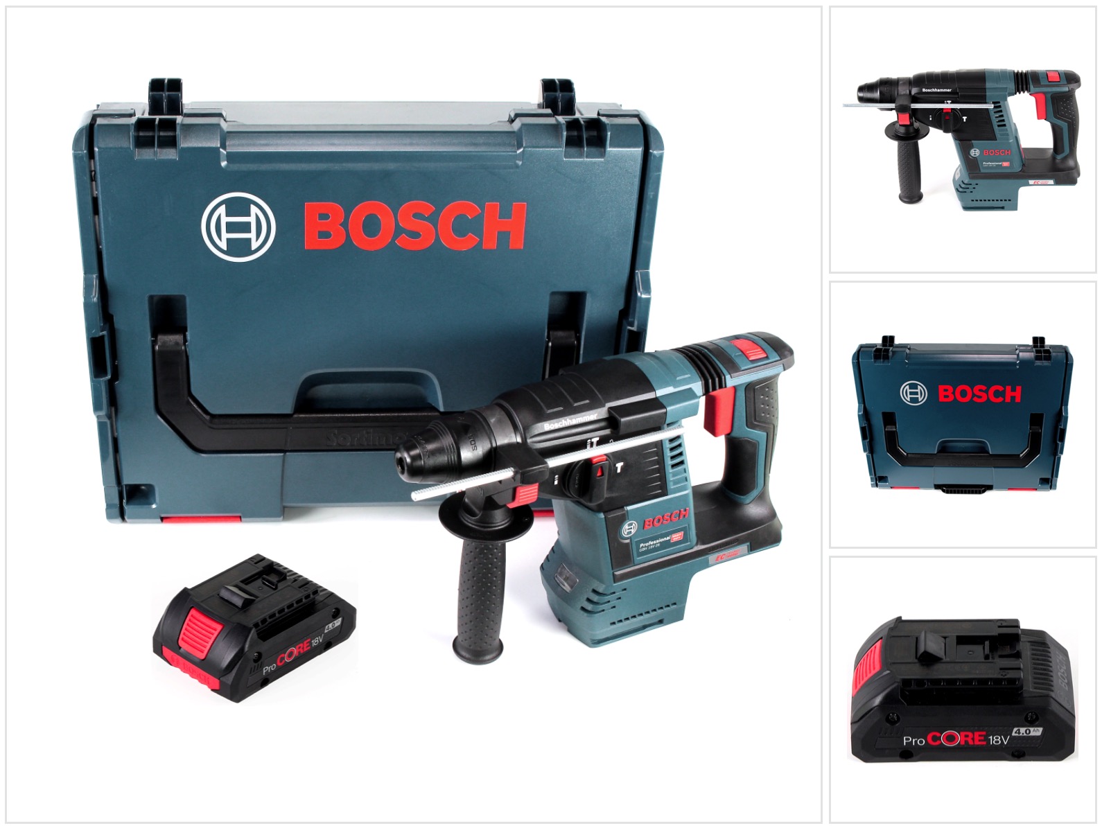 Bosch Gbh 18 V-26 Professional Tassellatore A Batteria Sds-plus In Valigetta L-boxx + 1x Batteria Gba 4,0 Ah Procore - Senza Caricabatterie