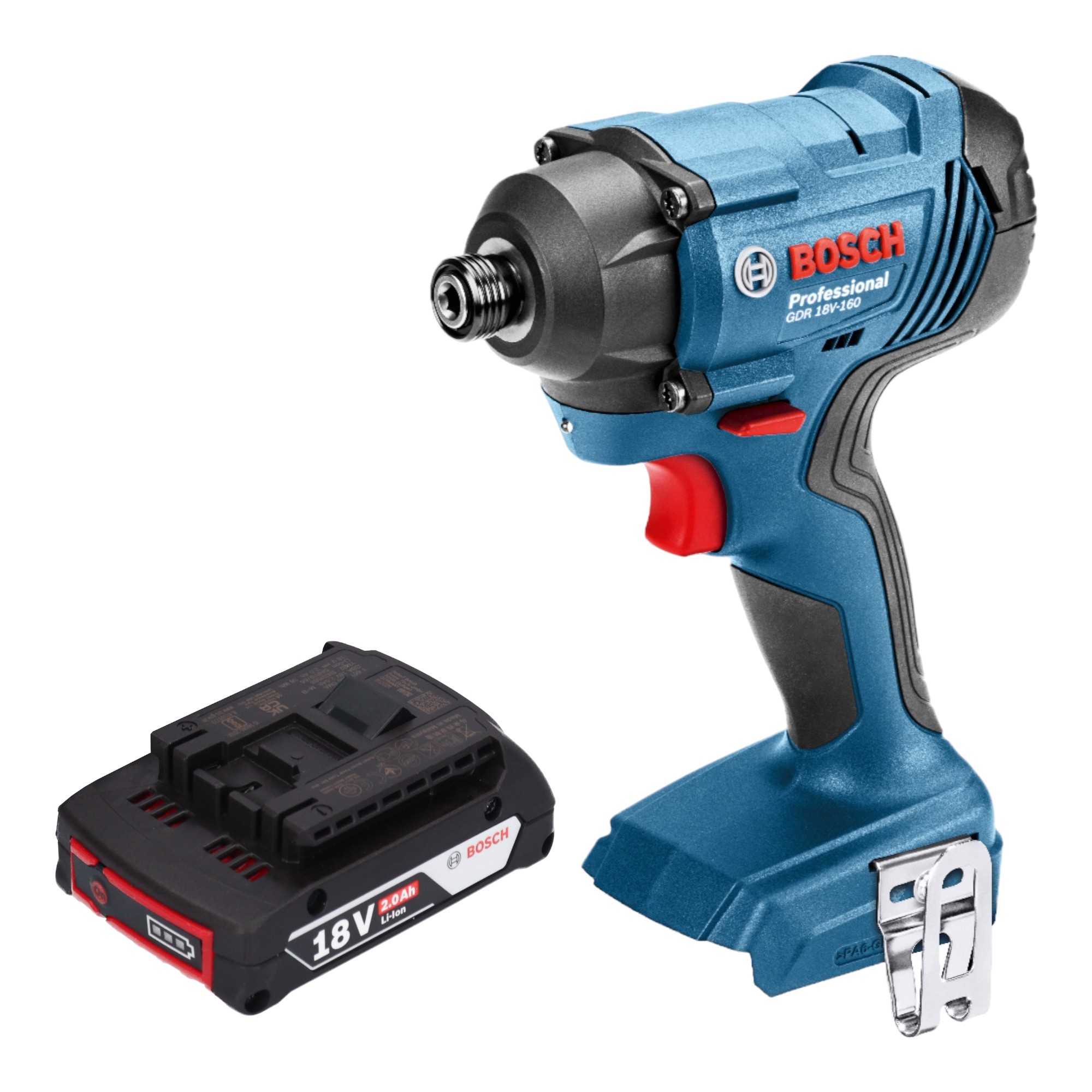 Bosch Gdr 18v-160 Avvitatore A Impulsi Professionale A Batteria 18 V 160 Nm 1/4" + 1x Batteria Ricaricabile 2,0 Ah - Senza Caricatore Bosch Gdr 18v-160 Avvitatore A Impulsi Professionale A Batteria 18 V 160 Nm 1/4" + 1x Batteria Ricaricabile 2,0 Ah - Senza Caricatore