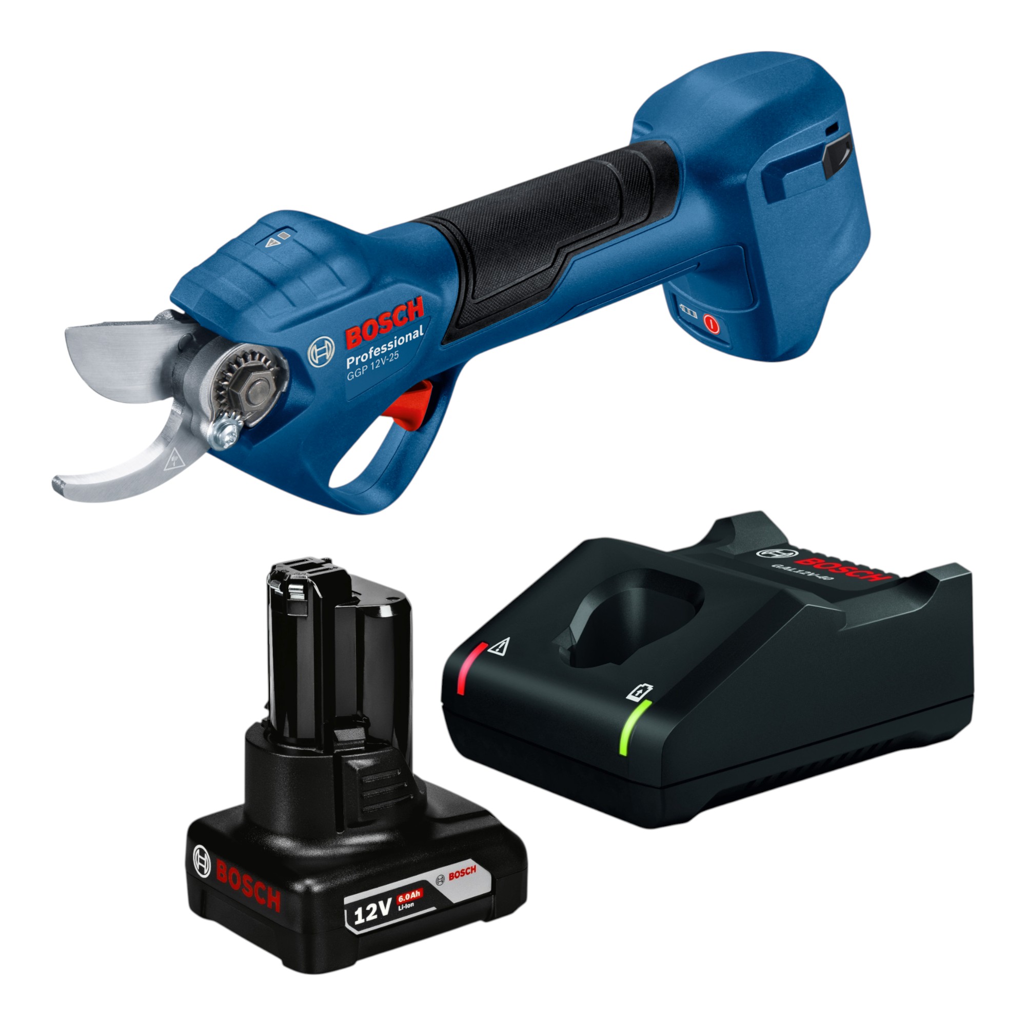 Bosch Ggp 12v-25 Forbice Da Giardino A Batteria 12 V 25 Mm Brushless + 1x Batteria 6,0 Ah + Caricabatterie