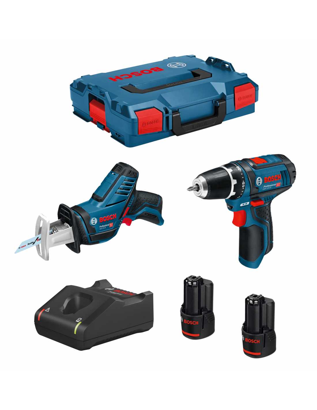Bosch - Kit 12v B12gsrgsa2bat3a-40 (gsr 12v-15 + Gsa 12v-14 + 2 X 3,0 Ah + Gal12v-40 + L-boxx 102)