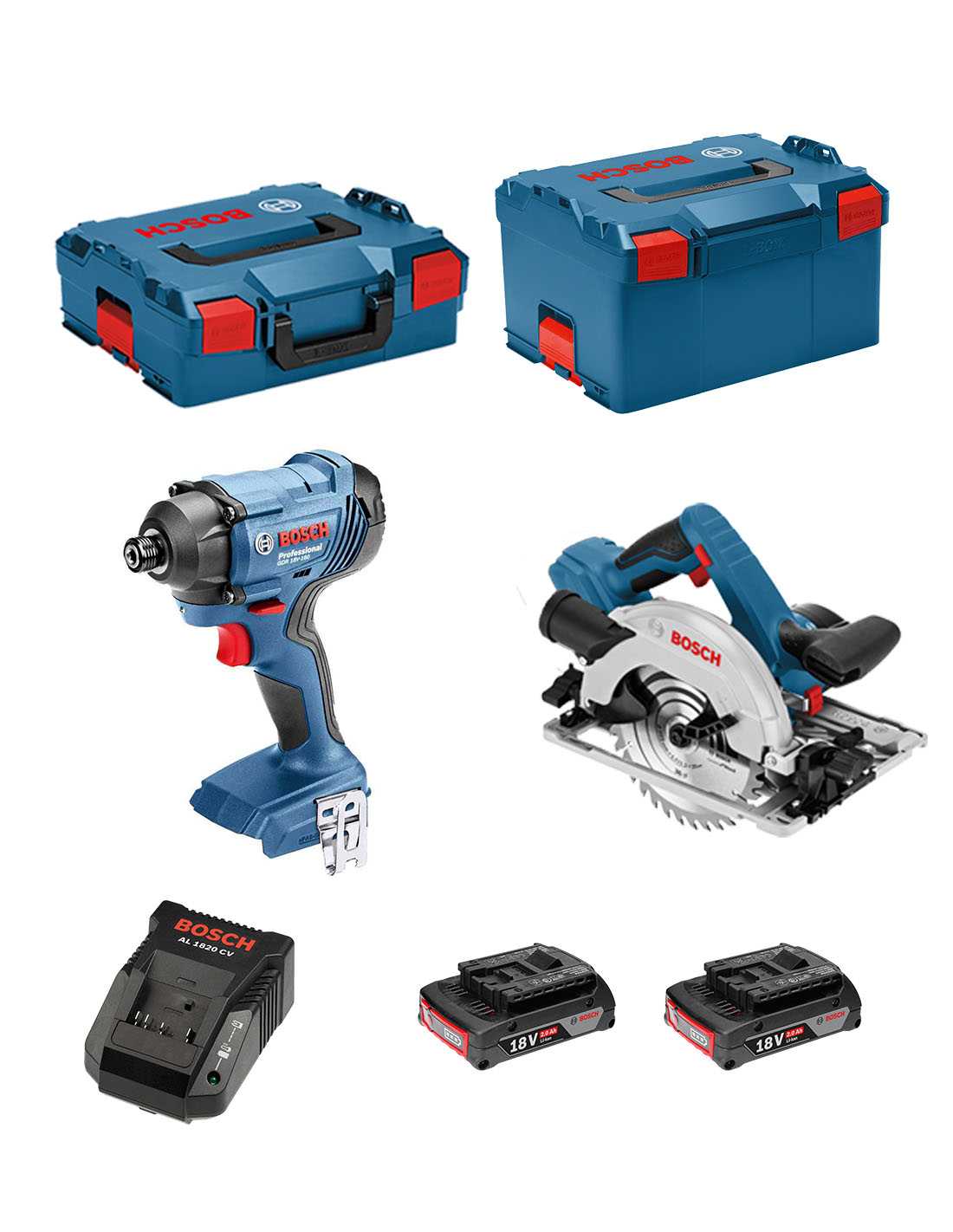 Bosch Kit 18v Bsk182d2a (gdr 18v-160 + Gks 18-57 G + 2 X 2,0 Ah + Al1820 + L-boxx 136 + L-boxx 238)
