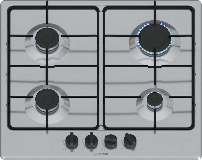 BOSCH PGP6B5K85 PIANO COTTURA GAS, 4 zone di cottura, dimensioni: L 58,2 cm, P 52 piano in Acciaio inossidabile, Inox