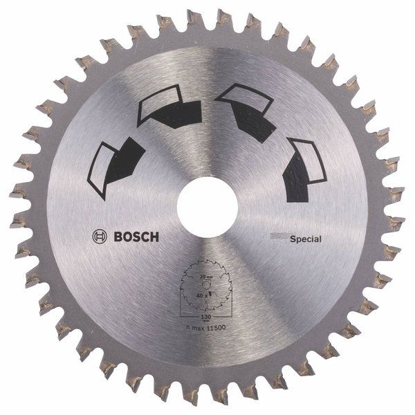Bosch - Professional 1x Lama Per Sega Circolare De Special (per Legno, Plastica, Truciolato, Ø130 X 20 Mm, Ø130 X 20 Mm, 40 Denti, Accessori Circolari)