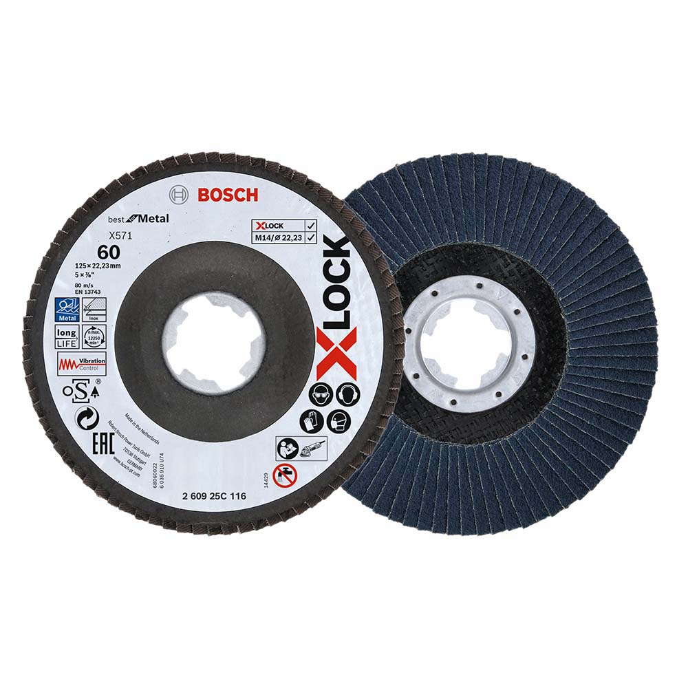 Bosch Professional 260925c116 2 X Disco Lamellare X-lock, Dimensioni Grana K40, Angolato, Accessorio Per Smerigliatrice Angolare, Ø 125 Mm