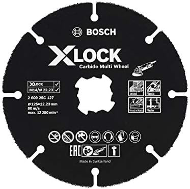 Bosch - Professional 260925c127 Mola Da Taglio Carbide Multi Wheel Per Legno, Pareti A Secco, Tubi Di Rame, X-lock, Accessorio Per Smerigliatrice Angolare, Ø 125 Mm