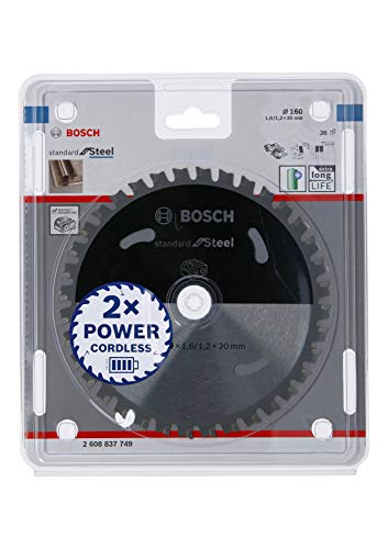 Bosch - Professional De Lama Circolare Standard Per Acciaio (acciaio, 160 X 20 X 1,6 Mm, 36 Denti, Accessorio De Lama Circolare Sin Cavo)