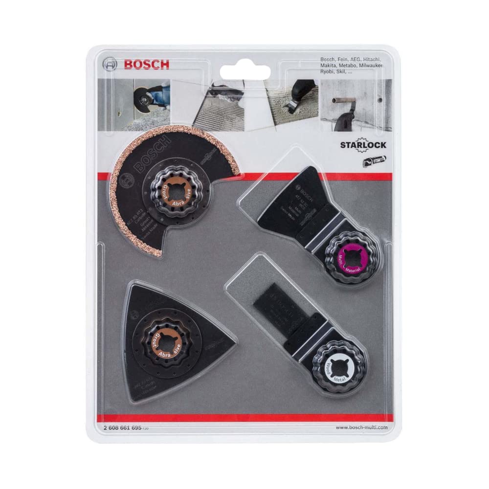 Bosch - Professional Set Per Piastrelle Da 4 Pezzi, Malta E Adesivo Per Piastrelle, Starlock, Accessori Per Utensili Multifunzione