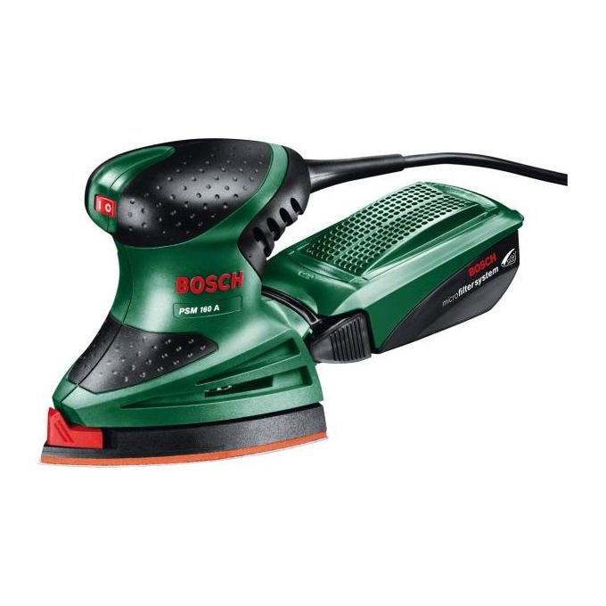 Bosch PSM 160A Levigatrice Orbitale Palmare 160W in Valigetta con Accessori Bosch PSM 160A Levigatrice Orbitale Palmare 160W in Valigetta con Accessori