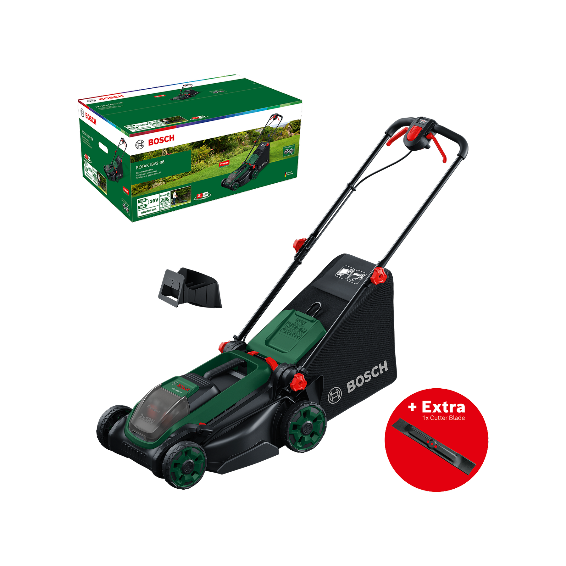 Bosch Rotak 18v2-38 Tosaerba A Batteria 18v Per Giardino Bosch Rotak 18v2-38 Tosaerba A Batteria 18v Per Giardino