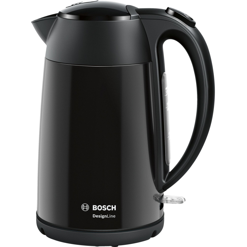Bosch twk3p423 wasserkocher kabellos, designline 1,7 l, 2.400 w, schwarz