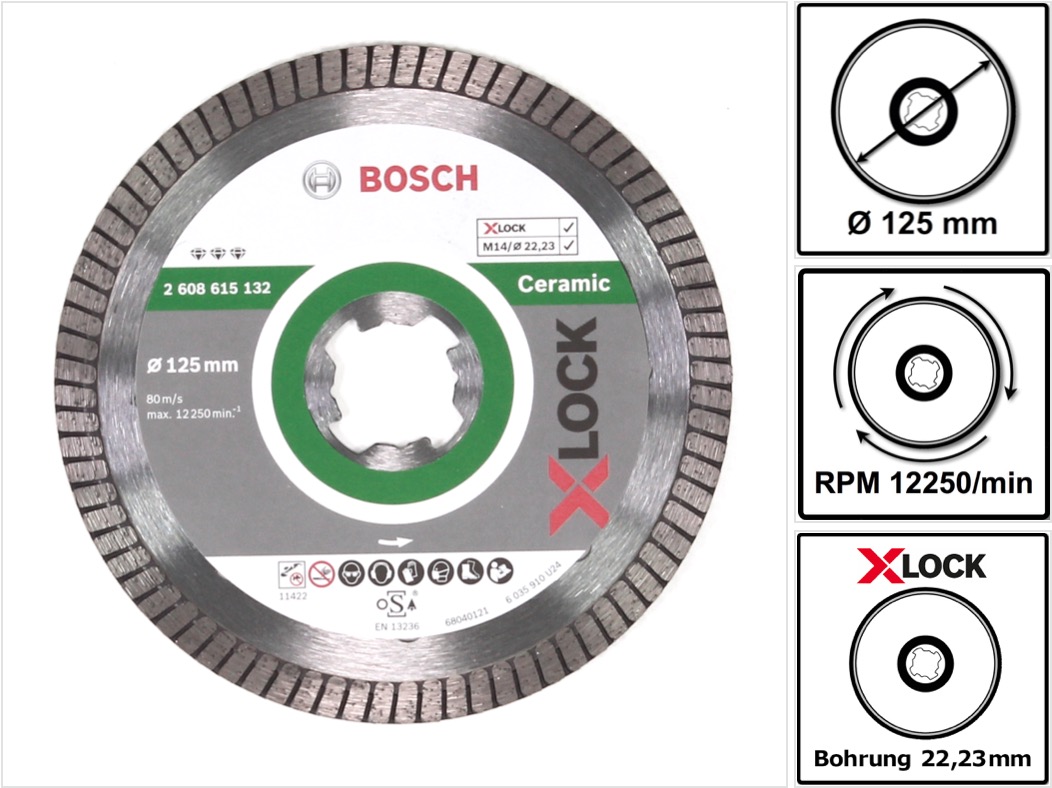 Bosch - X-lock Best For Ceramic Extra Clean Turbo Disco Diamantato Per Smerigliatrice - 125x1,4 Mm Bosch - X-lock Best For Ceramic Extra Clean Turbo Disco Diamantato Per Smerigliatrice - 125x1,4 Mm