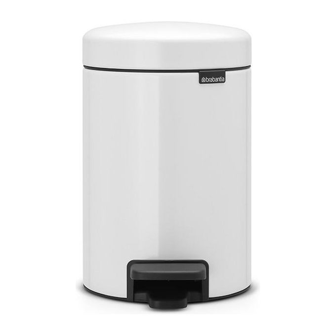 Brabantia 112126 NewIcon Pattumiera a Pedale 3 Litri Acciaio Inox Chiusura Ammortizzata Anti-Odore Base Antiscivolo colore Bianco