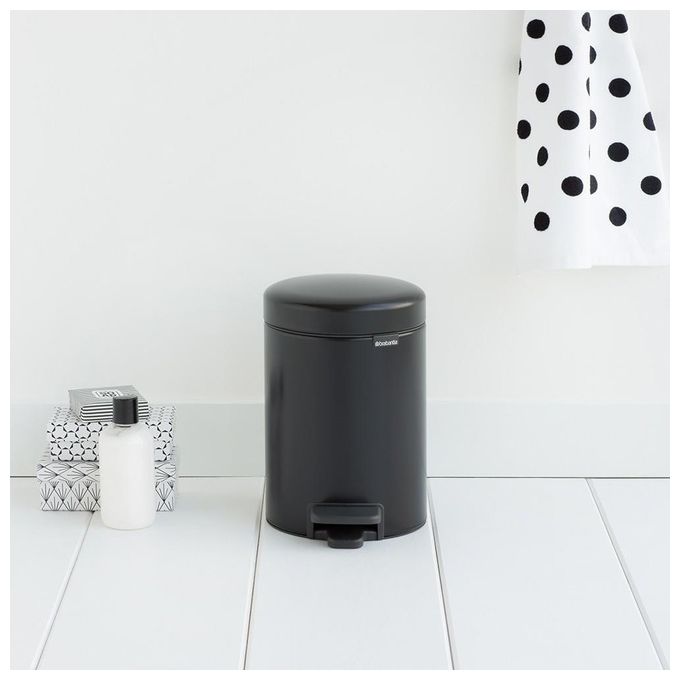 Brabantia 113321 NewIcon Pattumiera a Pedale 3 L Chiusura Ammortizzata Antiodore Secchio Interno Bagno colore Nero Opaco