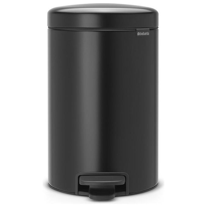 Brabantia 113741 Newicon Pattumiera a Pedale 12 lt con Apertura Ammortizzata Anti-Odori Secchio Interno Rimovibile Base Anti-Graffio colore Nero Opaco