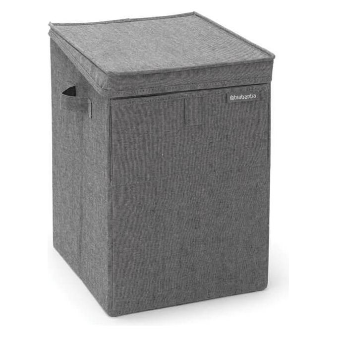 Brabantia 120442 Portabiancheria Impilabile 35L Apertura Frontale e Superiore Maniglie Robuste Facilmente Ripiegabile colore Pepper Black