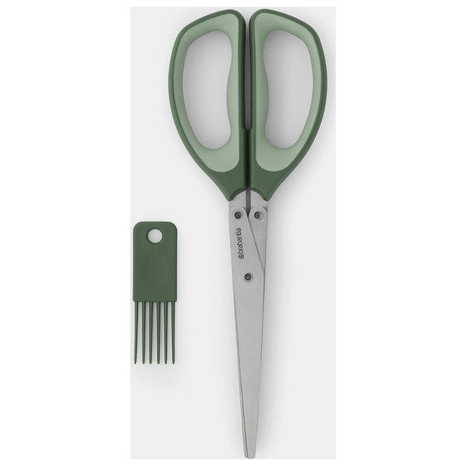 Brabantia 121685 Tasty+ Forbici per Erbe Aromatiche 5 Lame Acciaio Inossidabile Pettinino Pulizia 22,5 cm colore Verde