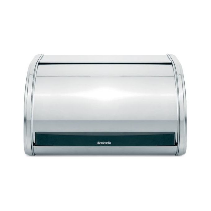 Brabantia 339585 Roll Top Contenitore per Pane Acciaio Inossidabile Brillante con Apertura a Scomparsa Silenziosa e Base Bugnata colore Argentato